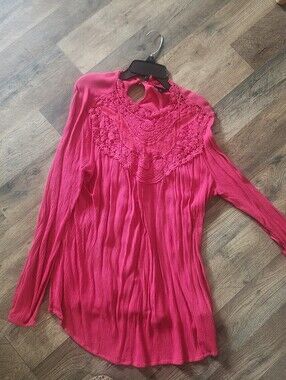 Torrid Boho Gauze Tunic, Lace Trimmed, Size 0